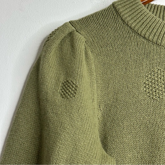 Madewell Dotted Eaton Puff-Sleeve Pullover Sweater in Cotton-Merino Yarn Size S - Picture 10 of 14